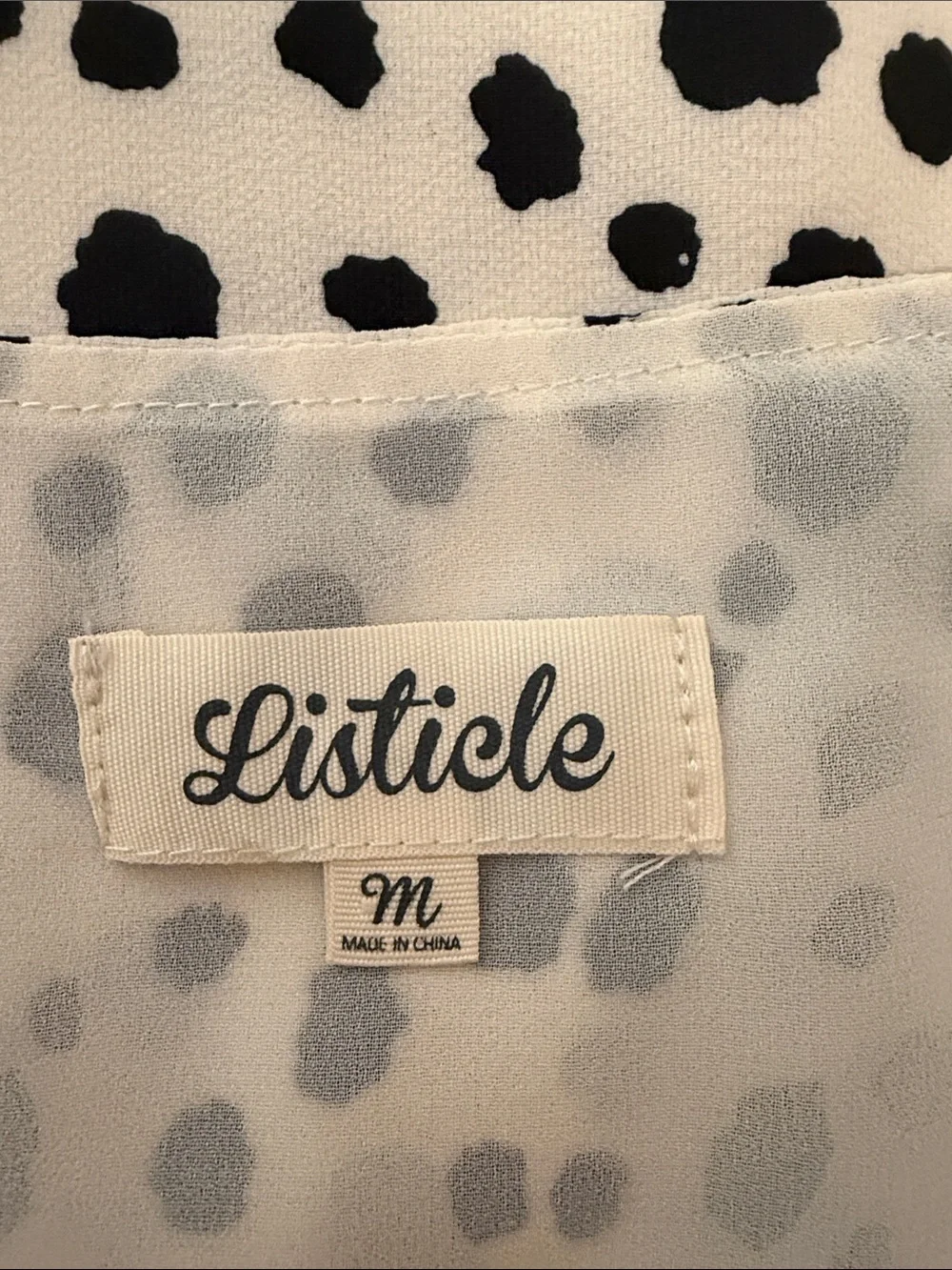 Listicle White Cami with Black Spot Print and Lace Trim
